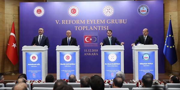 Le ministre des Affaires étrangères, Mevlüt Çavuşoğlu, a participé à la réunion du Groupe d'action sur la réforme, 11 décembre 2018