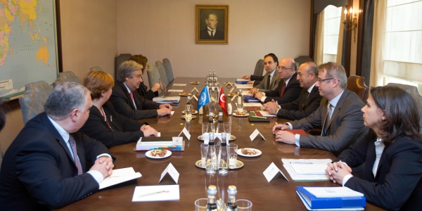 Foreign Minister Mevlüt Çavuşoğlu met with Antonio Guterres, the UN High Commissioner for Refugees.