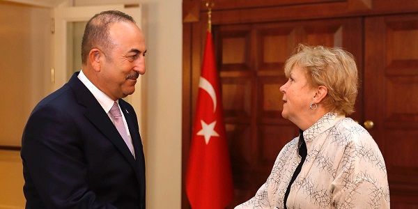 Le ministre des Affaires étrangères, Mevlüt Çavuşoğlu, a rencontré Mme Jane Holl Lute, responsable désignée par le secrétaire général des Nations Unies, 30 juillet 2018