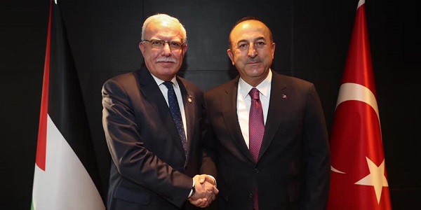 Réunion du ministre des Affaires étrangères, Mevlüt Çavuşoğlu avec le ministre des Affaires étrangères de l'État de Palestine, Riad Malki, et sa participation à diverses réunions sur la Palestine, 3 mars 2019
