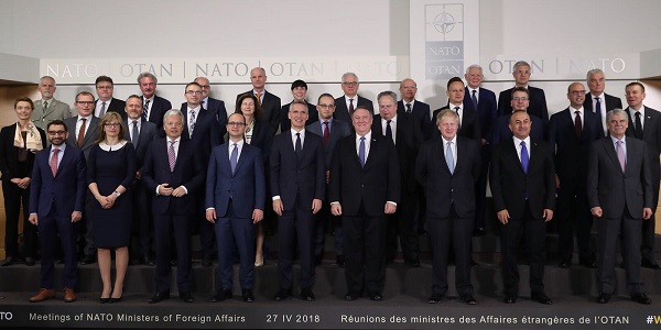 Foreign Minister Mevlüt Çavuşoğlu visited Brussels to attend the NATO Foreign Ministers Meeting, 27 April 2018