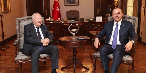 Le Ministre  des Affaires étrangères Mevlüt Çavuşoğlu a rencontré l’ex Ministre des Affaires étrangères de l'Espagne, 21 février 2018
