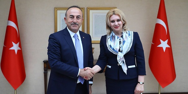 Le Ministre des Affaires étrangères Mevlüt Çavuşoğlu a rencontré la Présidente de la commission parlementaire sur la politique étrangère de la République du Moldova, 12 avril 2018