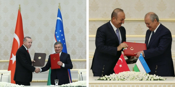 Foreign Minister Mevlüt Çavuşoğlu accompanied President Erdoğan during his visit to Uzbekistan, 29 April-1 May 2018