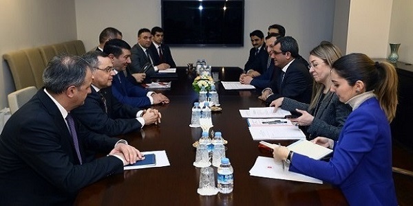 لقاء السفير أحمد يلدز معاون وزير الخارجية مع السيد فيرودين نابييف رئيس مصلحة الهجرة الحكومية في أذربيجان والوفد المرافق له 