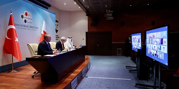 Participation du ministre des Affaires étrangères Mevlüt Çavuşoğlu à la réunion par visioconférence des ministres des Affaires étrangères du Dialogue de coopération asiatique, 17 novembre 2021