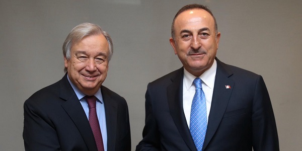 لقاء معالي وزير الخارجية التركي مولود تشاووش أوغلو مع الأمين العام للأمم المتحدة أنطونيو غوتيريس، 30 أكتوبر/تشرين الأول 2019