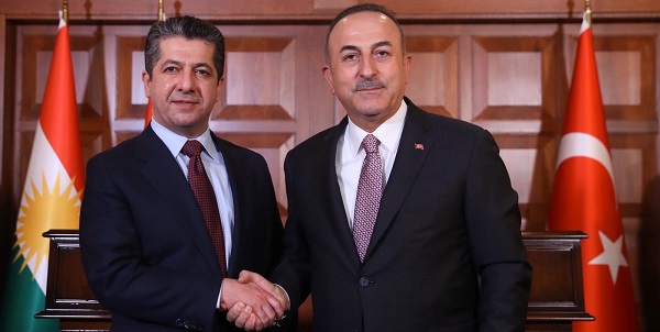 Meeting of Foreign Minister Mevlüt Çavuşoğlu with Prime Minister Masrour Barzani of KRG, 28 November 2019.