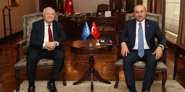 Réunion du ministre des Affaires étrangères Mevlüt Çavuşoğlu avec Miguel Moratinos, haut représentant pour l'Alliance des civilisations, 4 février 2019
