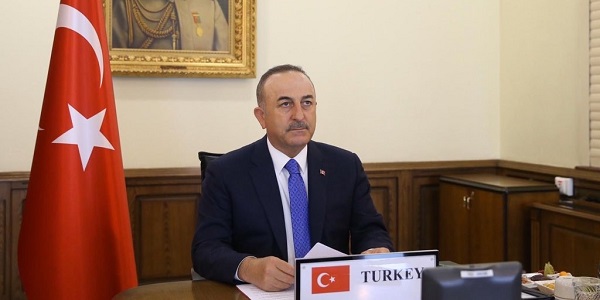 Participation du ministre des Affaires  étrangères Mevlüt Çavuşoğlu à la réunion des ministres des Affaires étrangères de l'OTAN tenue par vidéoconférence, 2 avril 2020