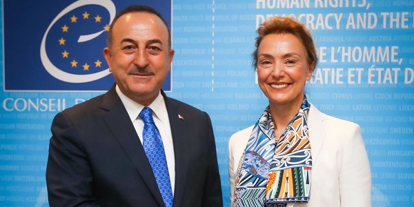 Visite du ministre des Affaires étrangères Mevlüt Çavuşoğlu à Strasbourg pour participer aux célébrations du 70ème anniversaire du Conseil de l'Europe, 1er octobre 2019