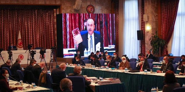 Participation du ministre des Affaires étrangères Mevlüt Çavuşoğlu à la Session de négociations budgétaires du ministère des Affaires étrangères à la Grande Assemblée nationale de Turquie, 24 novembre 2020
