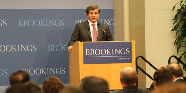 Foreign Minister Davutoğlu delivers a speech at the Brookings Institute