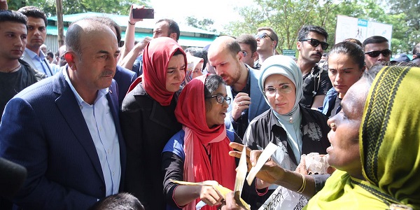 Foreign Minister Mevlüt Çavuşoğlu visited Bangladesh, accompanying First Lady Emine Erdoğan, 6-7 September 2017