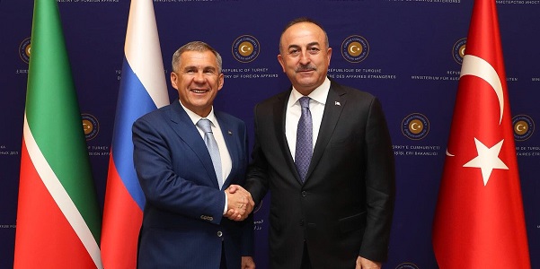 Foreign Minister Mevlüt Çavuşoğlu met with President Rustam Minnikhanov of  the Tatarstan Republic of the Russian Federation, 26 April 2018