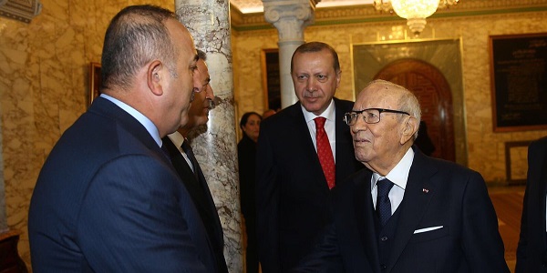 Foreign Minister Mevlüt Çavuşoğlu accompanied President Erdoğan during his visit to Tunisia, 27 December 2017