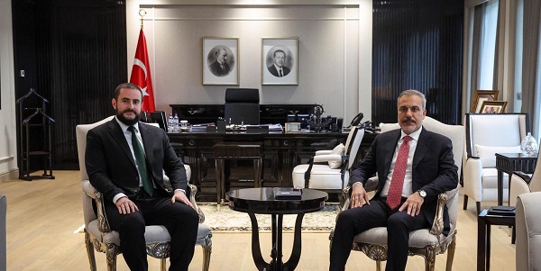 Minister of Foreign Affairs Hakan Fidan met with Usame Zukorlic, Chairperson of Justice and Reconciliation Party and Minister for Reconciliation, Regional Cooperation and Social Stability of Serbia, 19 September 2025, Ankara