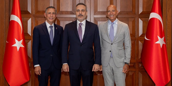 Minister of Foreign Affairs Hakan Fidan received Tom Barrack, U.S. Ambassador to Türkiye and Special Presidential Envoy for Syria and Iraq, and Darrell Issa, Member of the U.S. House of Representatives, 8 September 2026, Ankara