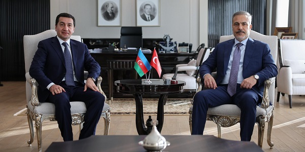 Minister of Foreign Affairs Hakan Fidan met with Hikmat Hajiyev, Assistant of the President of Azerbaijan and Head of Foreign Policy Affairs Department of the Presidential Administration, 25 February 2025, Ankara
