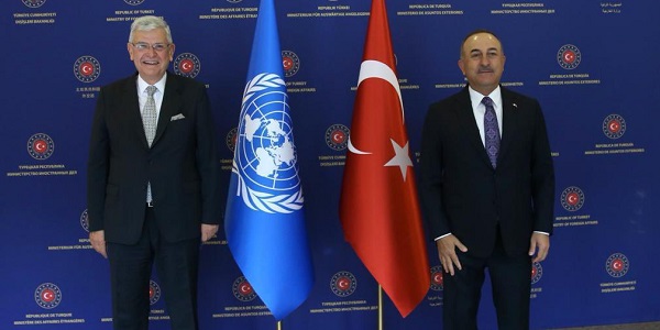 Meeting of Foreign Minister Mevlüt Çavuşoğlu with Volkan Bozkır, President of the 75th Session of the United Nations General Assembly, 6 April 2021