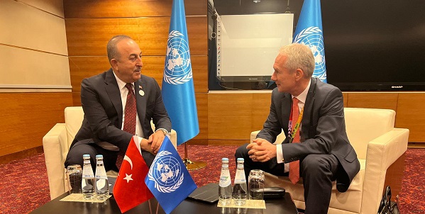 Meeting of Foreign Minister Mevlüt Çavuşoğlu with UN PGA  Csaba Körösi, 5 March 2023, Doha