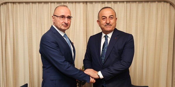 Meeting of Foreign Minister Mevlüt Çavuşoğlu with Gordan Grlić-Radman, Minister of Foreign Affairs of Croatia, 2 March 2023, New Delhi