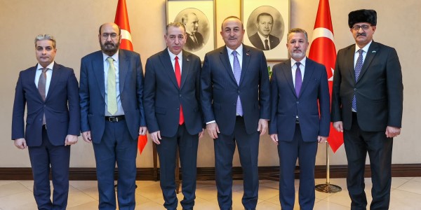 Meeting of Foreign Minister Mevlüt Çavuşoğlu with Regional Minister of KRG Aydın Maruf, Yazidi Leader Mir Hazım Tahsin Beg, Assyrian Parliamentarian Fareed Elya & their delegation, 20 December 2022