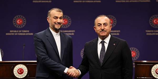 Meeting of Foreign Minister Mevlüt Çavuşoğlu with Hossein Amir Abdollahian, Minister of Foreign Affairs of Islamic Republic of Iran, 8 March 2023, Ankara