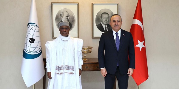 Réunion du ministre des Affaires étrangères Mevlüt Çavuşoğlu avec le Secrétaire général de l'Organisation de la coopération islamique Hissein Brahim Taha, 25 novembre 2021