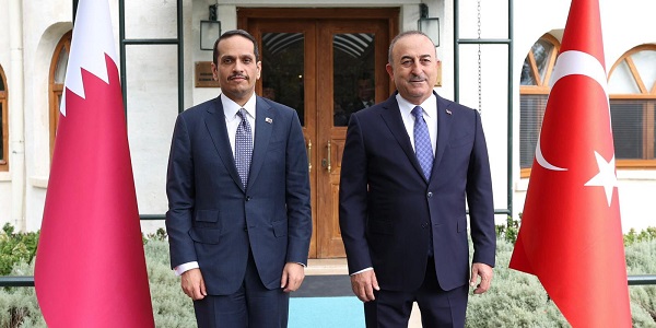 Meeting of Foreign Minister Mevlüt Çavuşoğlu with Sheikh Mohammed bin Abdulrahman Al-Thani, Deputy Prime Minister and Minister of Foreign Affairs of the State of Qatar, 14 October 2022