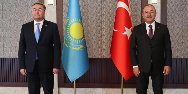 Meeting of Foreign Minister Mevlüt Çavuşoğlu with Mukhtar Tileuberdi, Deputy Prime Minister and Foreign Minister of Kazakhstan, 17 March 2021