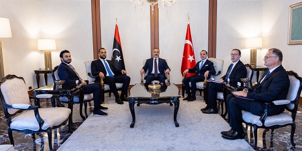 Minister of Foreign Affairs Hakan Fidan received Abdulsalam Zubi, Deputy Minister of Defense, and Ibrahim Dabaiba, National Security Advisor to the Prime Minister of the Government of National Unity of Libya, 4 August 2026, Ankara