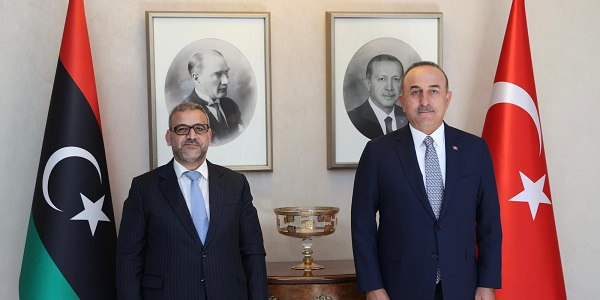 Réunion du ministre des Affaires étrangères Mevlüt Çavuşoğlu avec le président du Haut Conseil d'État de Libye Khaled al-Mishri, 9 septembre 2021