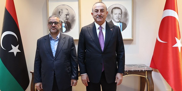 Meeting of Foreign Minister Mevlüt Çavuşoğlu with Khaled al-Mishri, President of High Council of State of Libya, 15 April 2023, İstanbul