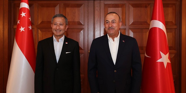 Rencontre du ministre des Affaires étrangères Mevlüt Çavuşoğlu avec le ministre des Affaires étrangères de Singapour, Vivian Balakrishnan, le 25 juin 2022