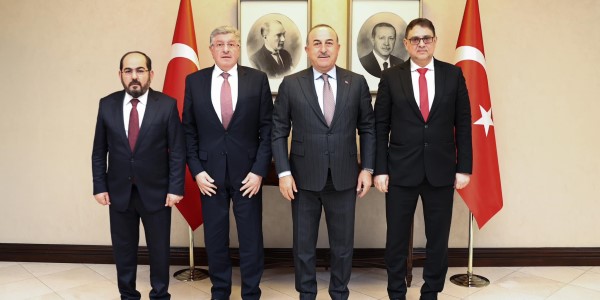 Meeting of Foreign Minister Mevlüt Çavuşoğlu with Salem Al-Meslet, President of SOC, Abdurrahman Mustafa, Head of SIG and President of SNC, Bader Jamous, 03 January 2023